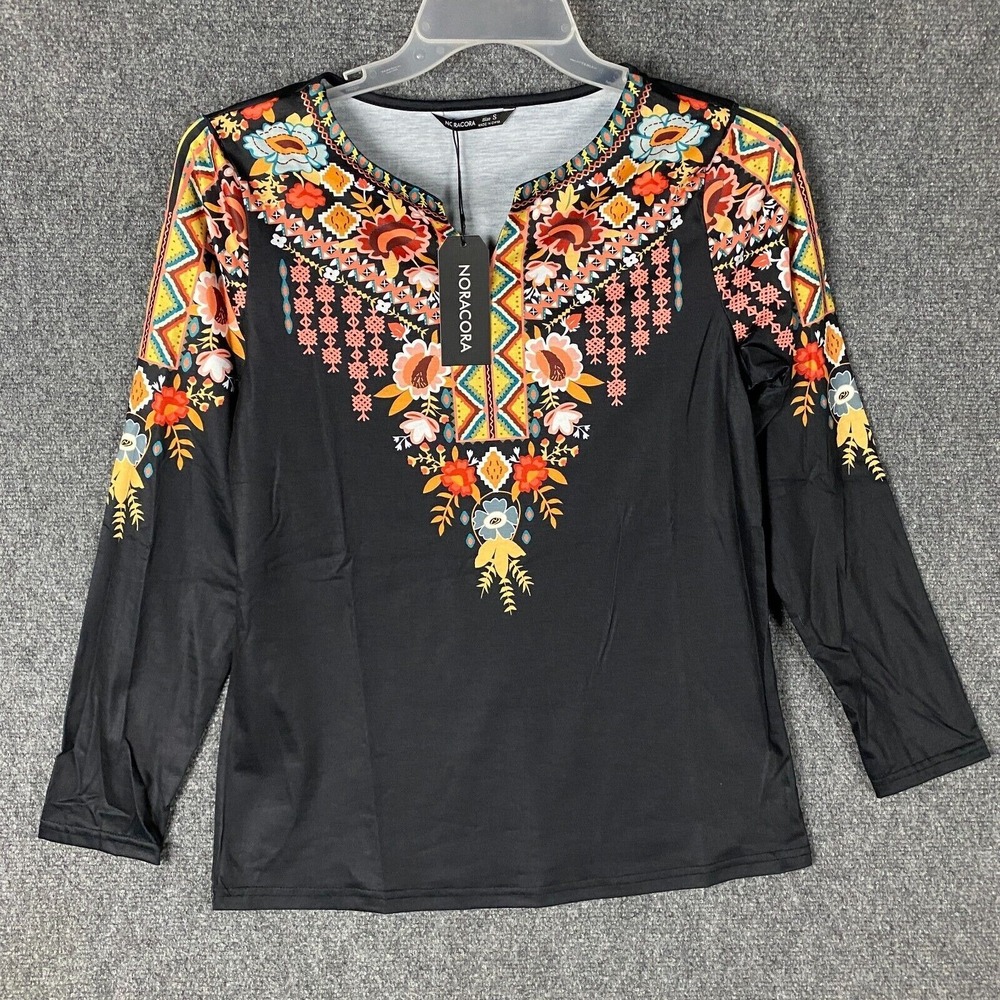 Noracora Top Women's Small NWT Long Sleeve Cotton Polyester Adults S